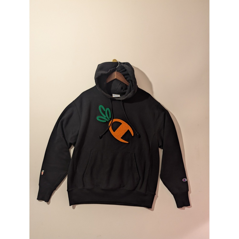 Champion Carrots Hoodie Mens Medium Black Reverse Weave Sweatshirt SEO